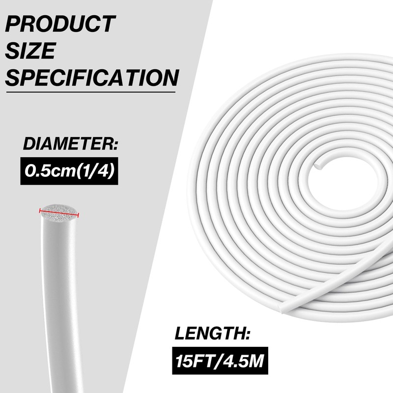1/4'' Diameter Backer Rod EPDM Rubber Foam Caulk Filler Weather