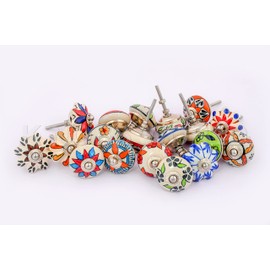 KNOBSWORLD 20 Mix Vintage Look Flower Assorted Ceramic Knobs Door Handle Cabinet Drawer Cupboard Pull (T+P)