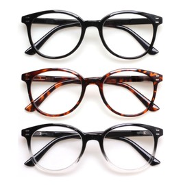SIGVAN 3 Pack Reading Glasses Spring Hinge Stylish Readers Black/Tortoise for Men and Women (3 Mix, 2.50)