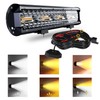 SLARY 12 Inch 72W LED Light Bar White/Amber Flasing Strobe