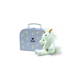 Steiff Unica Dangling Unicorn 20 cm White in Suitcase, Cuddly Toy Unicorn, Soft Cuddly Toy, Made of Cuddly Soft Plush, Stuffed Toy for Girls and Boys, Machine Washable