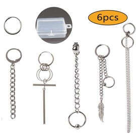 Integrity.1 BTS earrings, 6 pieces chain drop earring kit, titanium steel tassel chain drop earring kit, Korean fashion jewellery with earrings storage box