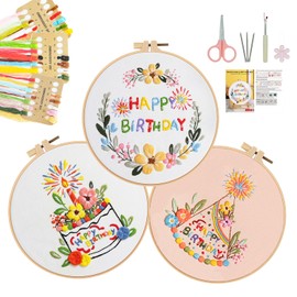 SunorthLife Embrodiery Kit for Beginners, Embrodiery Starter Sets for Adults Including Embrodiery Patterns, Threads, Needles, Hoop | Birthday