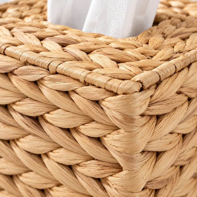 Woven Tissue Box Cover for Home Decor – Natural Basket-Weave