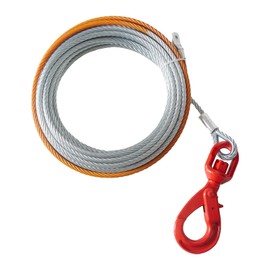 Happybuy 3/8 Inch x 50 Feet Galvanized Steel Winch Cable, 15,200 lbs Breaking Strength, Heavy Duty Towing Rope with Swivel Hook, Universal Fit for SUVs, Trucks, Off-Road Vehicles
