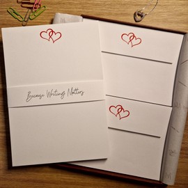 Me Loovely Double Love Heart Writing Sets A5 Stationery Paper & C6 Envelopes Letters Set (18 Letter & 18 Envelope with Gift Box)