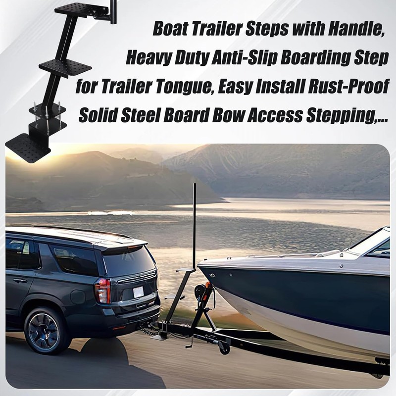 Shtuomoland Heavy Duty Boat Trailer Steps with Safety Handle 3