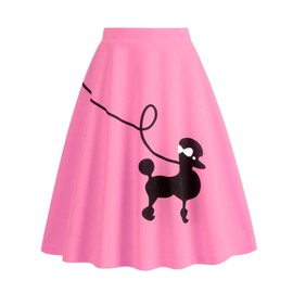 Women's 1950s Poodle Skirts High Waist 50s Vintage A-Line Swing Pleated Party Skirts Pink XXL