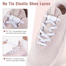 Shecret Elastic Shoelaces, Magnetic Stretch Shoelaces for Children and Adults, No Tie Shoelaces, Adjustable Shoelaces without Tying Ideal for Runners, Hikers, Light white