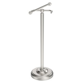 WZKALY Toilet Paper Holder Stand, Brushed Nickel Toilet Paper Holder Free Standing, Post Pivoting Design & Stable Weighted Base SUS304 Stainless Steel for Bathroom(Mega Roll)