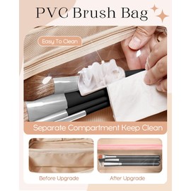 Bistup Makeup Bag Travel Cosmetic Bag Toiletry Make Up Bags Cute Women Large Capacity Big Medium Leather Strawberry Portable Teen Girls Teenage Kawaii Square Foldable Expandable Compact Open Flat Zip