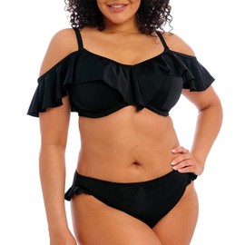 Elomi Plus Size Plain Sailing Ruffle Underwire Bikini Top 34G, Black