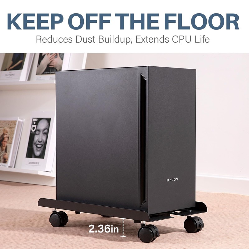 Hovadova Mobile PC Stand, Adjustable Metal Computer Tower Stand, PC