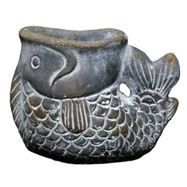 Classic Home and Garden Cement Buddies Animal Planter - Cute Desk Decoration - UV Coated Animal Vase w/Removable Drain Plug -Succulent Planter for Indoor/Outdoor Use (Largemouth Bass, Bronze, Small)