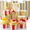 Willinglong 100 Pcs Red Stripe Paper Ice Cream Cups for