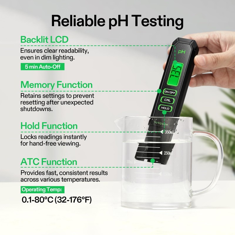 VIVOSUN Digital pH Meter, 3-in-1 TDS/EC/Temperature Meter, 3-in-1 Soil Moisture/pH/Light