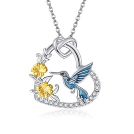 JERWLI Hummingbird Necklace 925 Sterling Silver Hummingbird Pendant Jewelry Gifts for Women