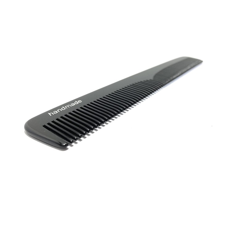 Swedish Crown Men's Sawn Comb 6.1" Handmade Black with Two