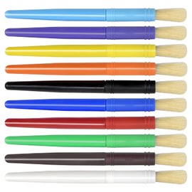 Pack of 10 Children's Painting Brushes, Acrylic Painting Brush, Watercolour Painting Brush, Oil Painting Brush, Natural Bristle Brush Set, Artist Set for Oil Painting, Round Head Brush Set for