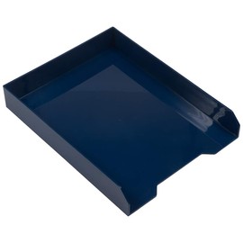 JAM PAPER Stackable Paper Trays - Navy Blue - Desktop Document, Letter, & File Organizer Tray - Sold Individually