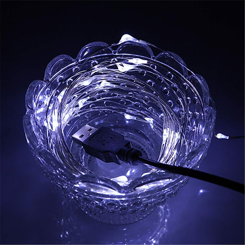 BUYERTIME USB String Lights 5M/16.4ft 50 LEDs, USB Powered Silver