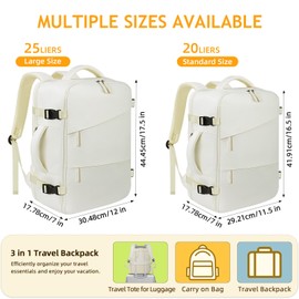 MIAOJIE Travel Backpack for Women Men, Carry On Backpack Airlines Approved Personal Item Travel Computer Bag Waterproof Laptop Backpack College Business Weekender Overnight Fits 17 Inch Laptop, Beige
