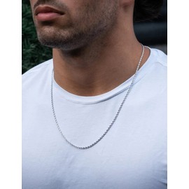 925 Sterling Silver Rope Chain 2mm Necklace for Men Silver Link Chain for Women 16 Inches