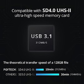 PGYTECH CreateMate Lector de Tarjetas de Memoria de Alta Velocidad Interfaz USB 3.1 Tipo C Tarjeta SD/TF Estuche de Transporte para cámaras, teléfonos
