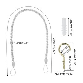 PATIKIL Curtain Tiebacks Ropes, 6 Pack Decorative Tie Backs Braided Curtain Holdback Cord for Home Office Decor, with Screw Hooks & Bolts, White