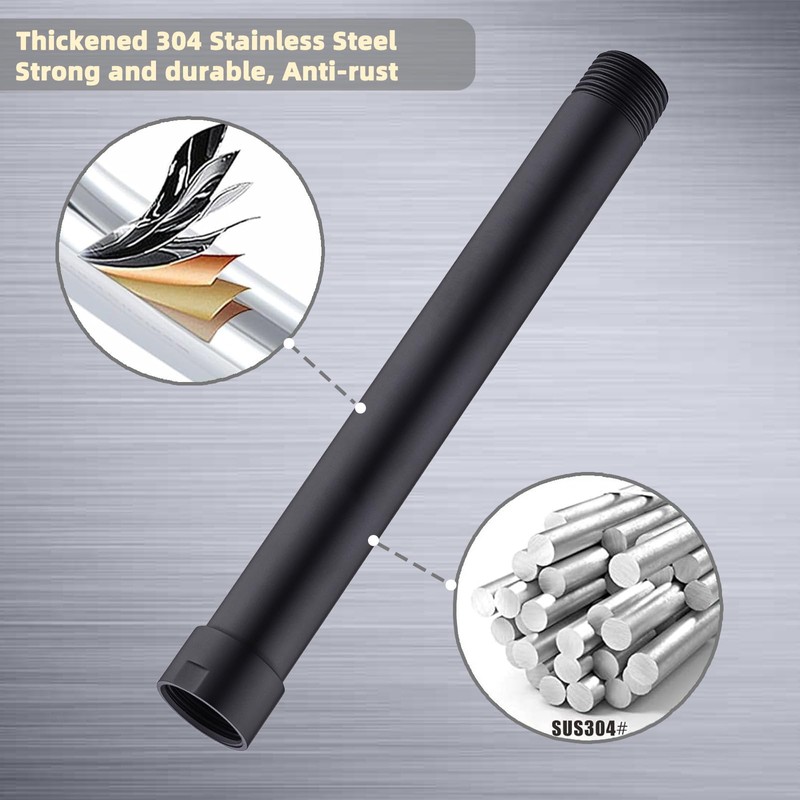 6 Inches Black Shower Head Extension Arm, Shower Arm Extender