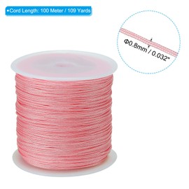 PATIKIL 0.8 mm x 109 yards Nylon Satin Cord Nylon Bead Cord Knotting Cord Chain Braided Cord for Bracelets Jewellery Decorative Chinese Knot Pink