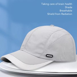 Spacnana Anti-Radiation Cap, Silver Fibre Lined EMF Radiation Protection Cap with Adjustable Circumference for Mobile Phones, Computers, Signal Towers (Light Grey)