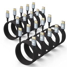 MOSIMLI DisplayPort Cables 1.4 6FT 10-Pack, 32.4Gbps DP Cable, 8K@60Hz/4K@120Hz/2K@240Hz, HDR, DSC 1.2, FreeSync, G-Sync, FEC, Compatible for Monitor, Computer, Laptop, Graphics Card, Docking Station
