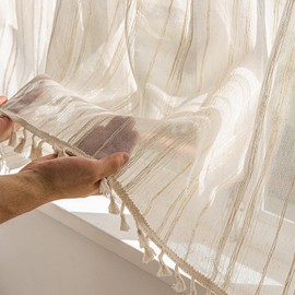 Hoisy Short Curtains for Kitchen, Door Curtains, Short Country House Style, Window Decoration, H77 x W130 cm