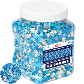Christmas Sprinkles - 1.2 Pounds - Winter Wonderland Snowflake Confetti - Blue & White Jimmies - Bulk Sprinkle Mix for Decorating - Great for Baking Cookies, Cakes, Cupcakes, and More!