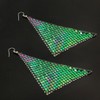 Suyi Trendy Women Earrings Metal Mesh Grid Sequins Tassel Long