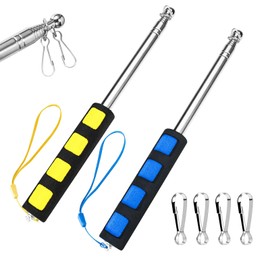 2 Pcs 4 Ft Telescopic Handheld Flagpoles with Clips, Portable Telescoping Handheld Flagpole, Stainless Steel Tour Guide Flag Pole Collapsible, Telescopic Banner Pole, Teaching Pointer Stick (2 colors)