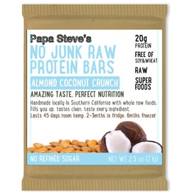 Papa Steve's No Junk Raw Protein Bars: Almond Coconut Crunch, 2.5oz, (10 count))