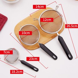 CENPEK Set of 3pcs Food Strainer Set - Premium Fine Stainless Steel Fine Mesh Set of Strainers, Colanders and Sifters Crafted for Quinoa and More with Comfortable Non Slip Handles