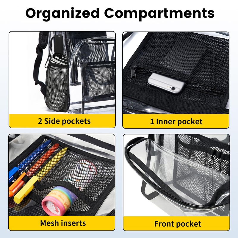 Vorspack Clear Backpack Heavy Duty PVC Transparent Backpack Extra Large