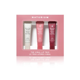 Naturium The Viral Lip Trio - Phyto-Glow Lip Balm With Shea Butter & Squalane, Sheer Tinted Colour, Clear, Petal, Jam, 3 x 10 ml