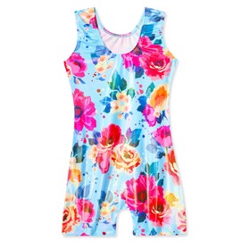 Domusgo - Maillot de gimnasia para niñas brillantes de una pieza sin mangas, Jardín colorido, 3 Años/4 Años