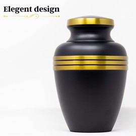 Mortuary Solutions Cremation Urns for Human Ashes - Urns for Ashes Adult Male Large and Female Large - Decorative Urns - Cremation Urns - Funeral & Memorial Urns - Black