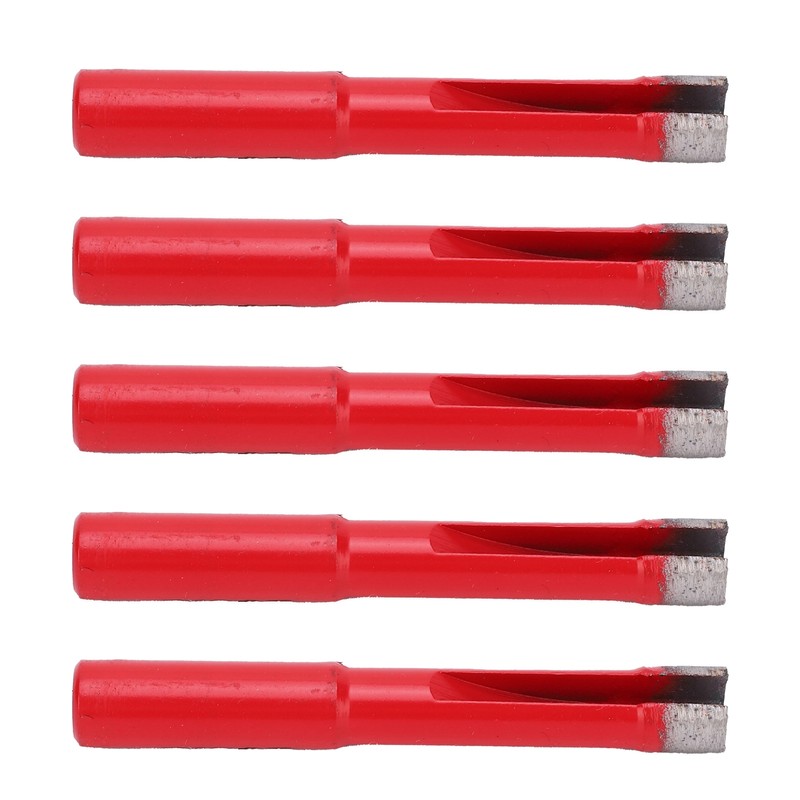 5Pcs Saw Bit Set FlatTooth Diamond Particles Red Coated Drill