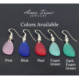 Nautical Dark Sea Foam Green Sea Glass Earrings with Charming Handmade Silver Knot on Sterling Silver Hooks