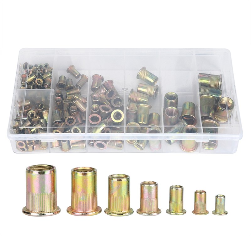 165PCs Rivet Nuts Set Hardware Fastener Hand Tools Knurled Industrial