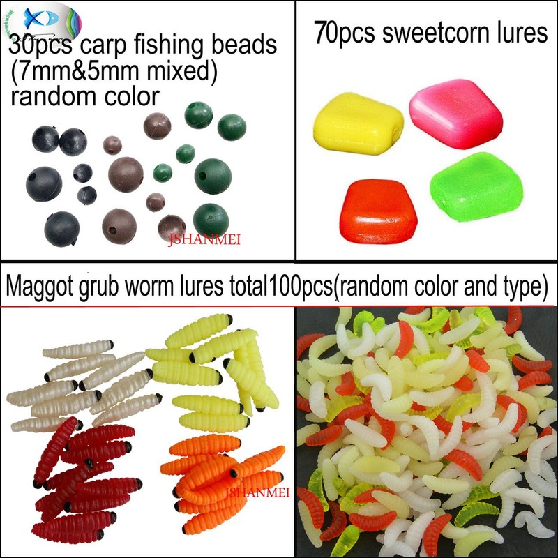 JSHANMEI 220PCS/Box Carp Fishing Tackle Box Artificial Plastic Fake Baits
