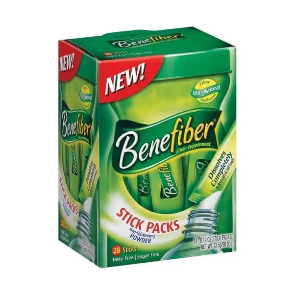 Benefiber Drink Mix, Taste Free, 28 Stick Packs (Pack of 2)