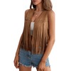 GORGLITTER Women's Tassel Fringe Sleeveless Vest Fringe Suede 70s Hippie