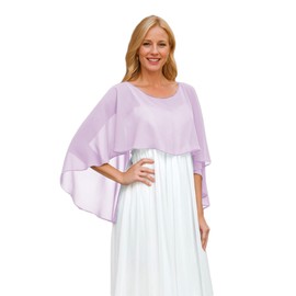 Pukguro Sheer Shawls and Wraps for Evening Dresses Chiffon Capes for Women Soft Wedding Cover Up Lavender